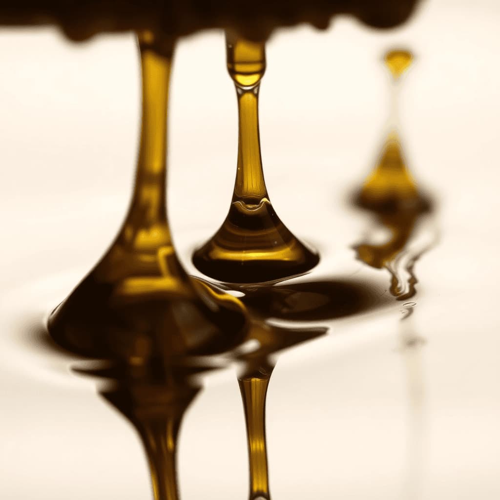 Golden oil pouring
